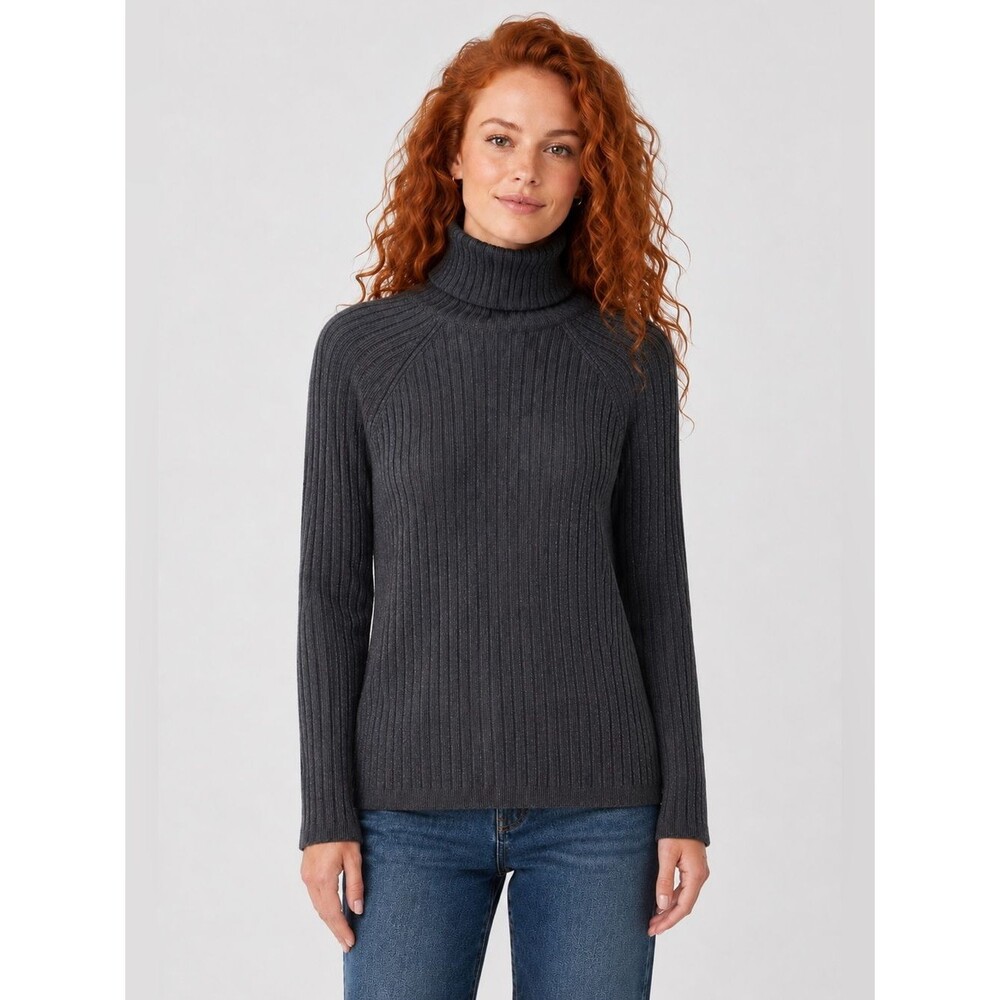 INC International Concepts Gray Ribbed Turtleneck Sweater Medium